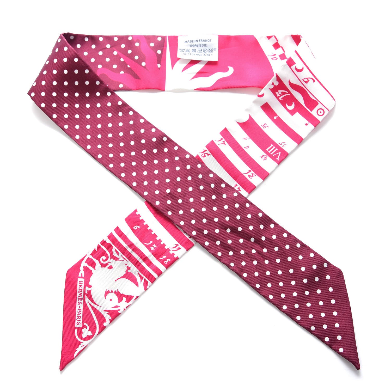 Hermes Silk Astrologie a Pois Twilly Fuchsia White Bordeaux 1 of 3