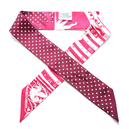 Hermes Silk Astrologie a Pois Twilly Fuchsia White Bordeaux 1 of 3
