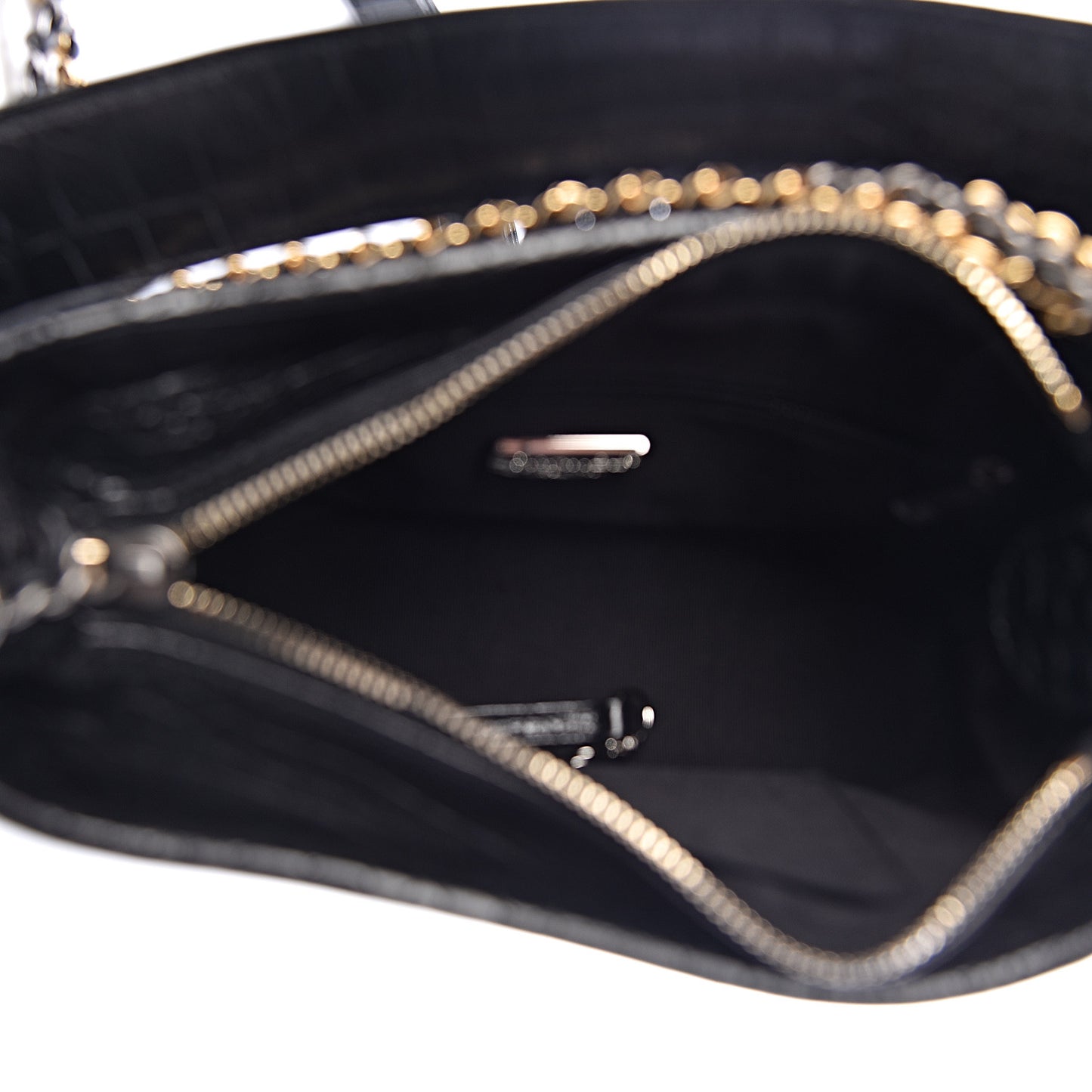 Calfskin Crocodile Embossed Small Gabrielle Cocodile Hobo Black