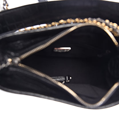 Chanel Calfskin Crocodile Embossed Small Gabrielle Cocodile Hobo Black 6 of 11