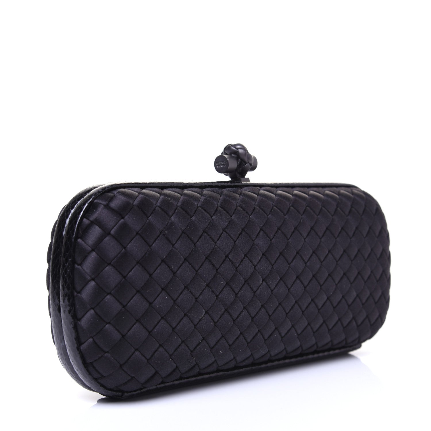 Bottega Veneta Satin Ayers Intreccio Impero Stretch Knot Clutch Black 3 of 10