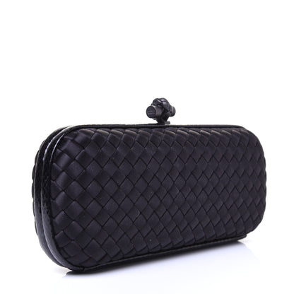 Bottega Veneta Satin Ayers Intreccio Impero Stretch Knot Clutch Black 3 of 10