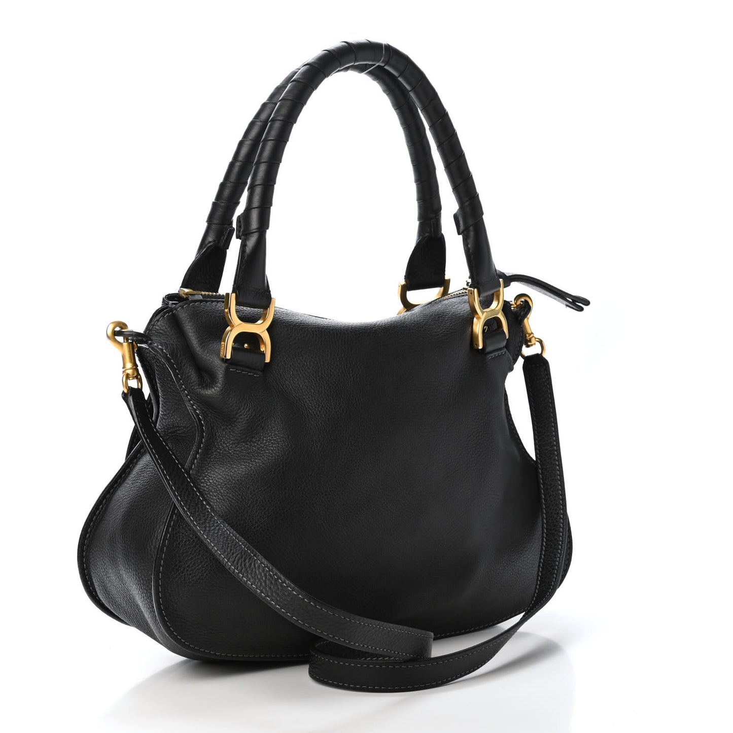 Calfskin Medium Marcie Satchel Black