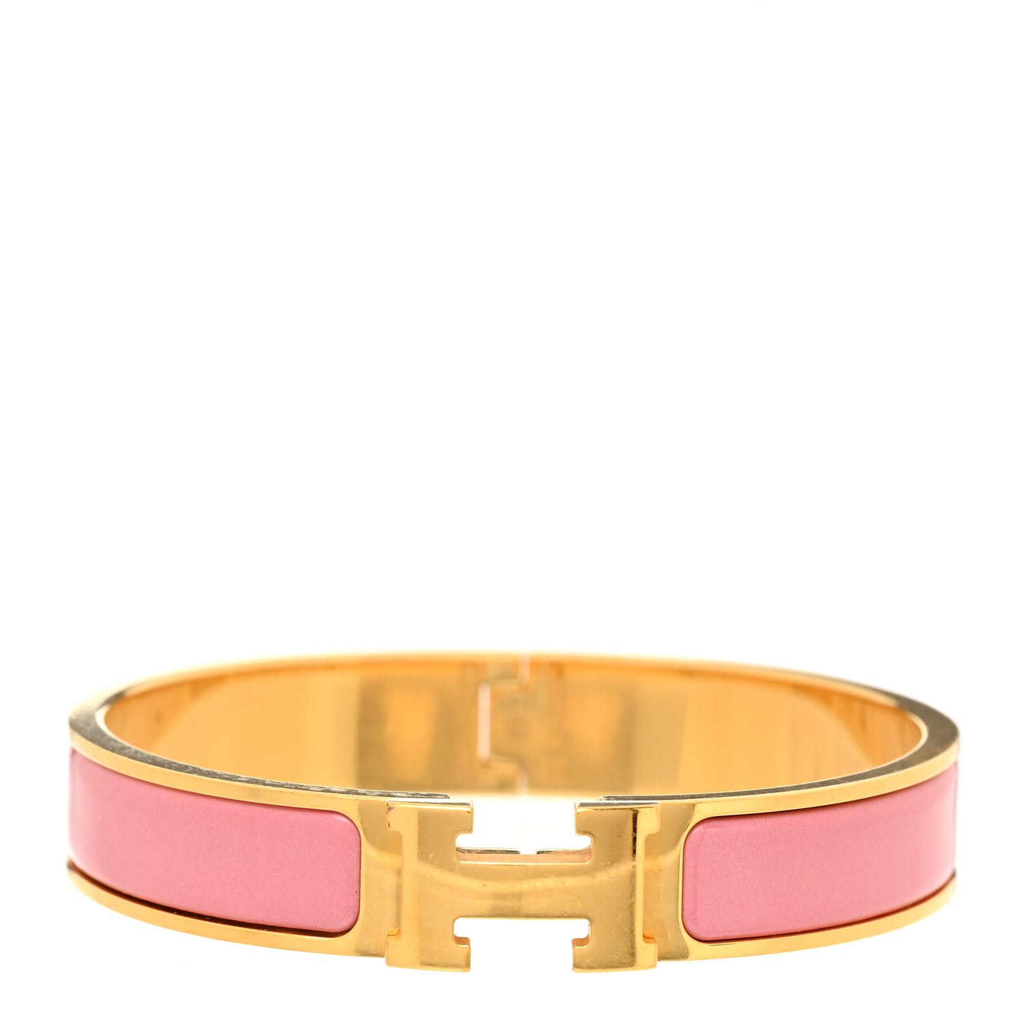 Hermes Enamel Narrow Clic Clac H Bracelet GM Rose Nacarat 1 of 5