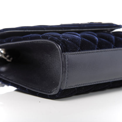 Saint Laurent Velvet Matelasse Triquilt Small Monogram Satchel Navy 8 of 10