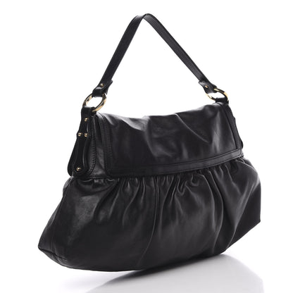Fendi Lambskin Studded Large Chef Shoulder Bag Black 3 of 12
