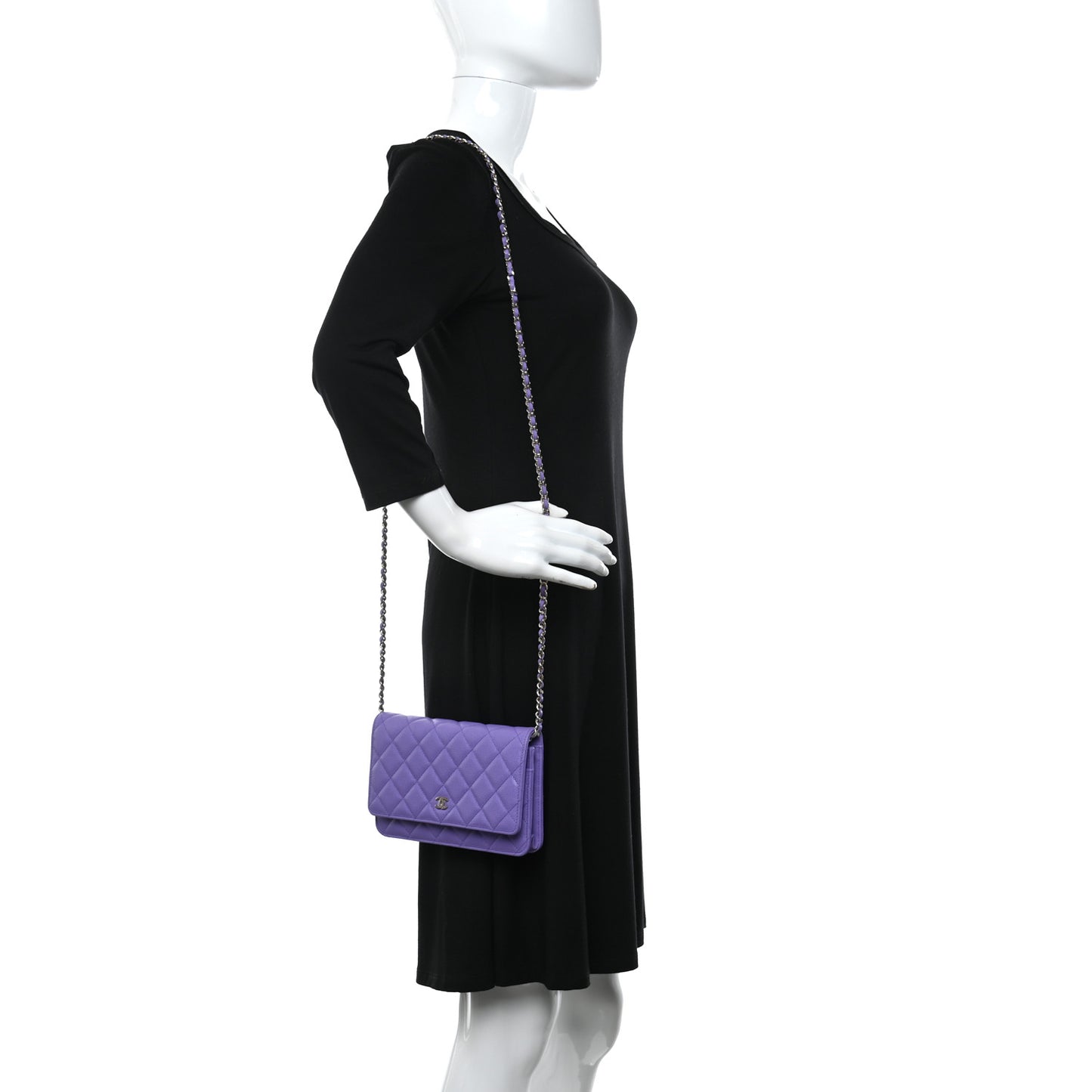 Caviar Quilted Wallet On Chain WOC Purple