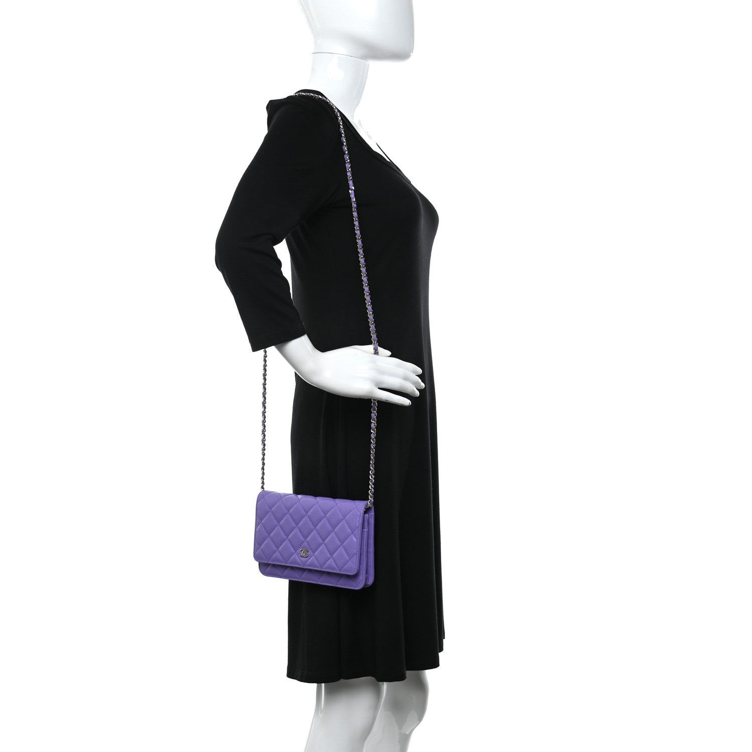 Chanel Caviar Quilted Wallet On Chain WOC Purple 2 of 12