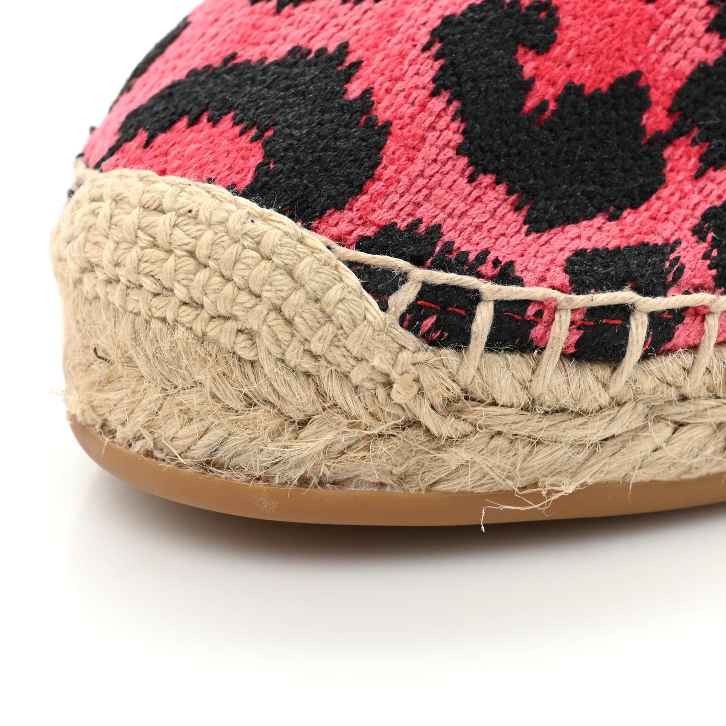 Cotton Embroidered Leopard Print Granville Espadrille 39 Red