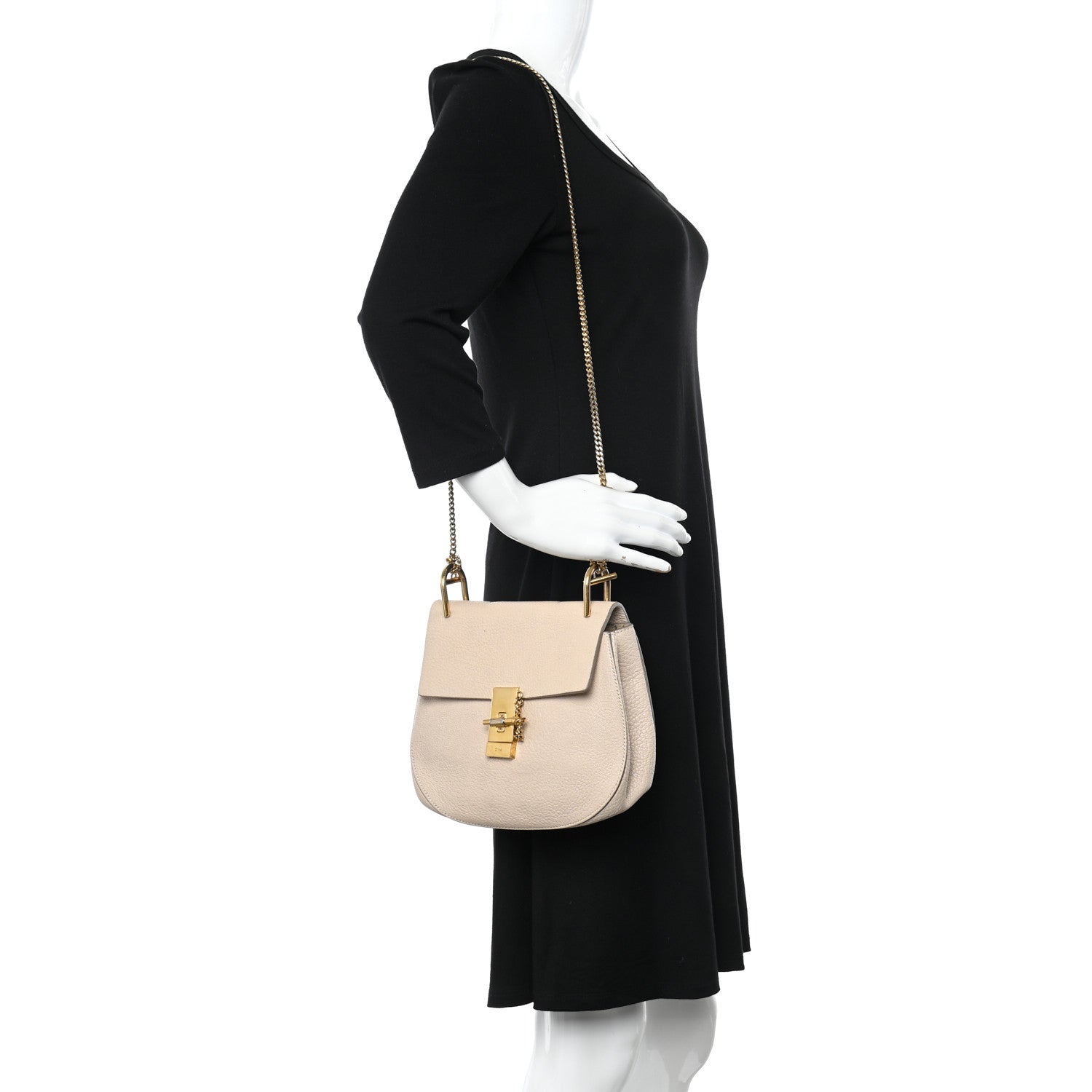 Chloe Grained Lambskin Mini Drew Shoulder Bag Abstract White 2 of 18