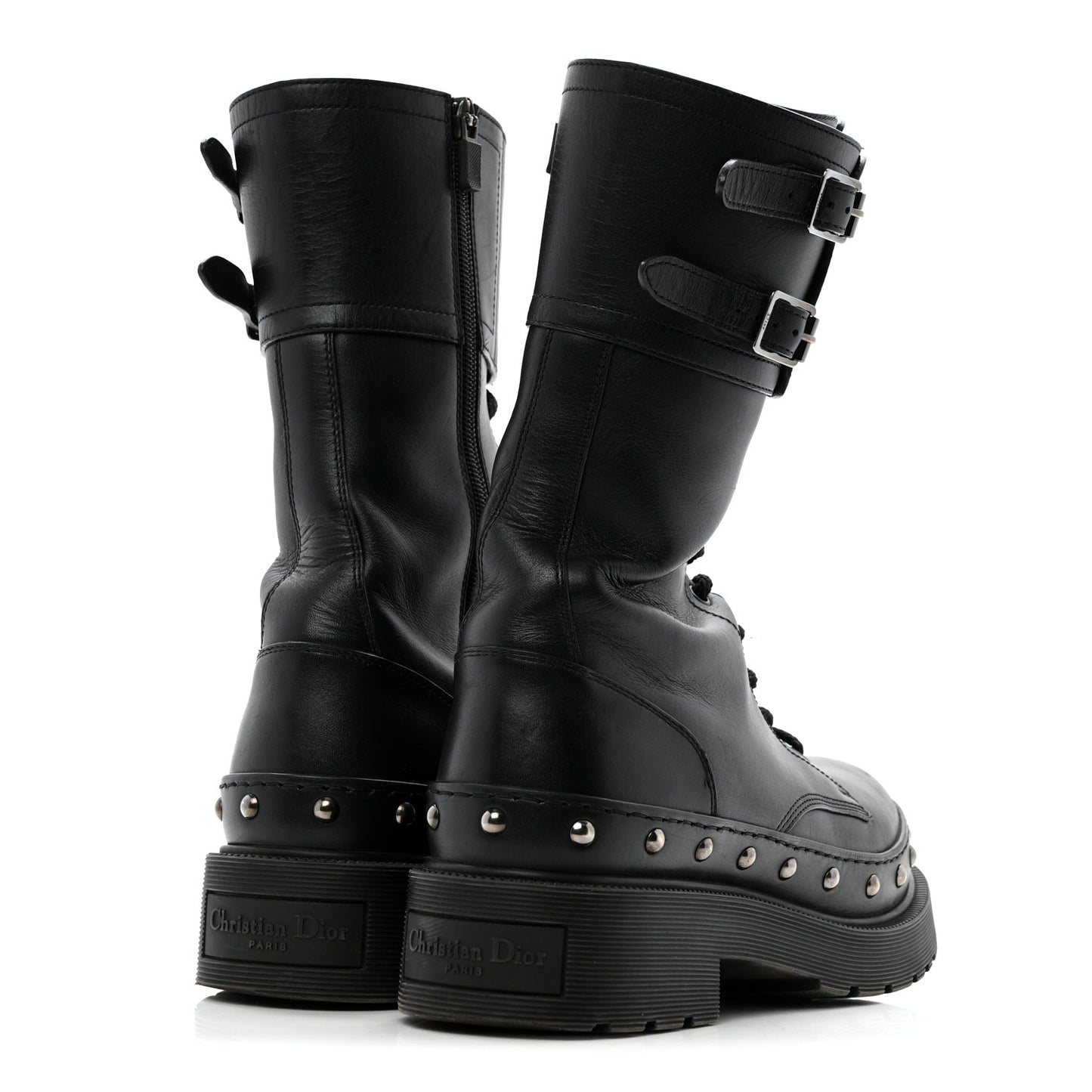 Calfskin Diorquake 25mm Combat Boots 39 Black