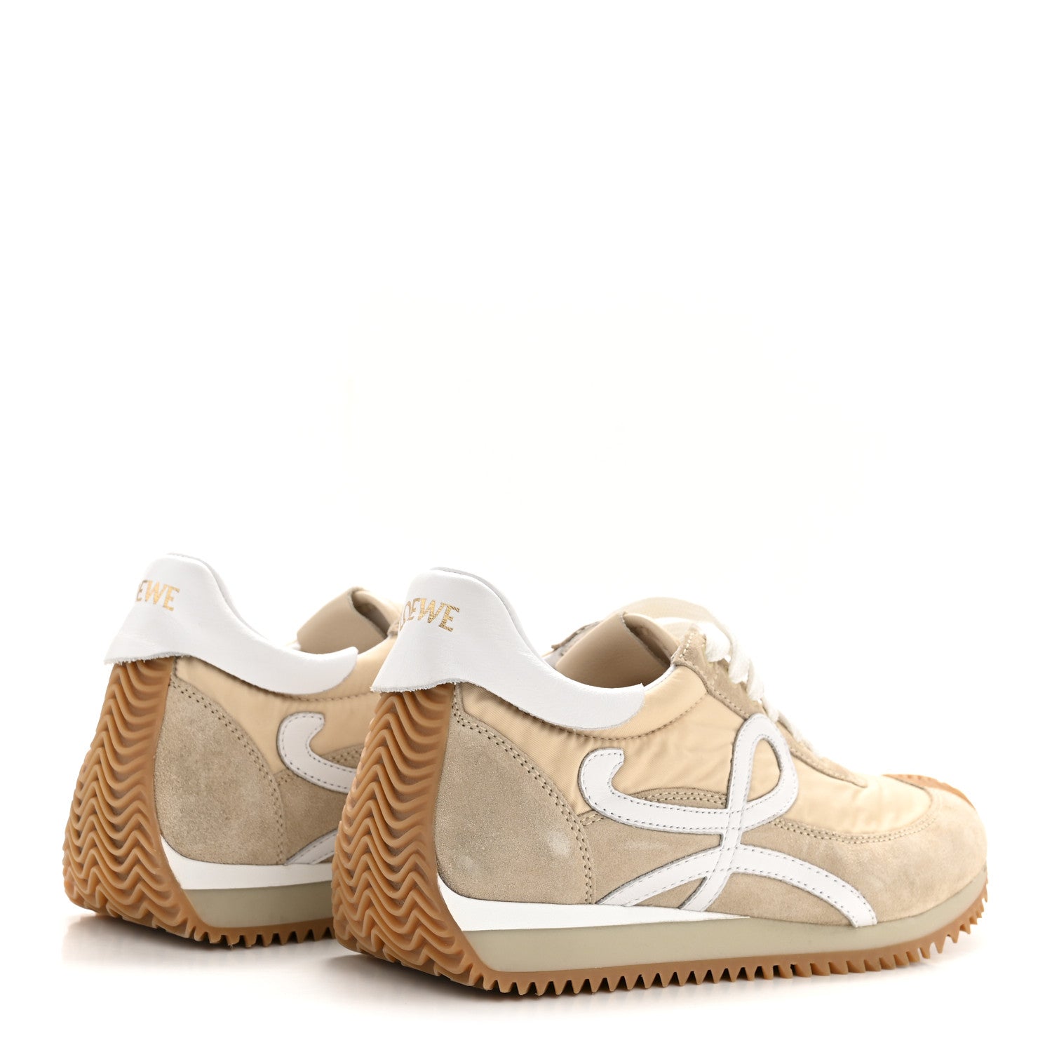 Loewe Nylon Suede Flow Runners Sneakers 35 Beige White 5 of 9