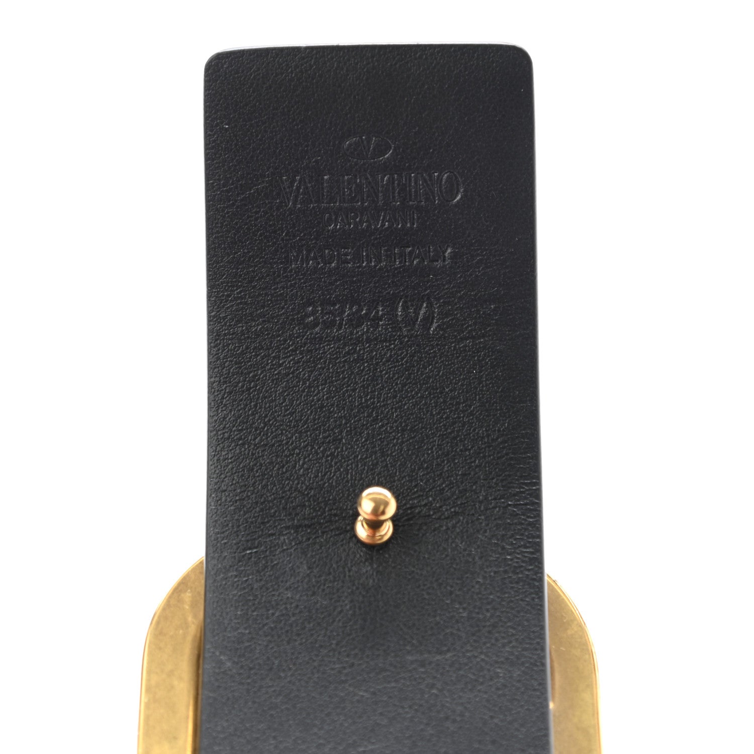 Valentino Garavani Glossy Calfskin Monochrome VLogo 40mm Belt 85 34 Black 3 of 6