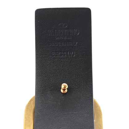 Valentino Garavani Glossy Calfskin Monochrome VLogo 40mm Belt 85 34 Black 3 of 6