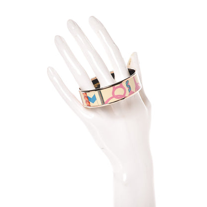 Hermes Enamel Printed Wide Panoplie Equestre Bracelet 62 Graffitis Kraft 2 of 5