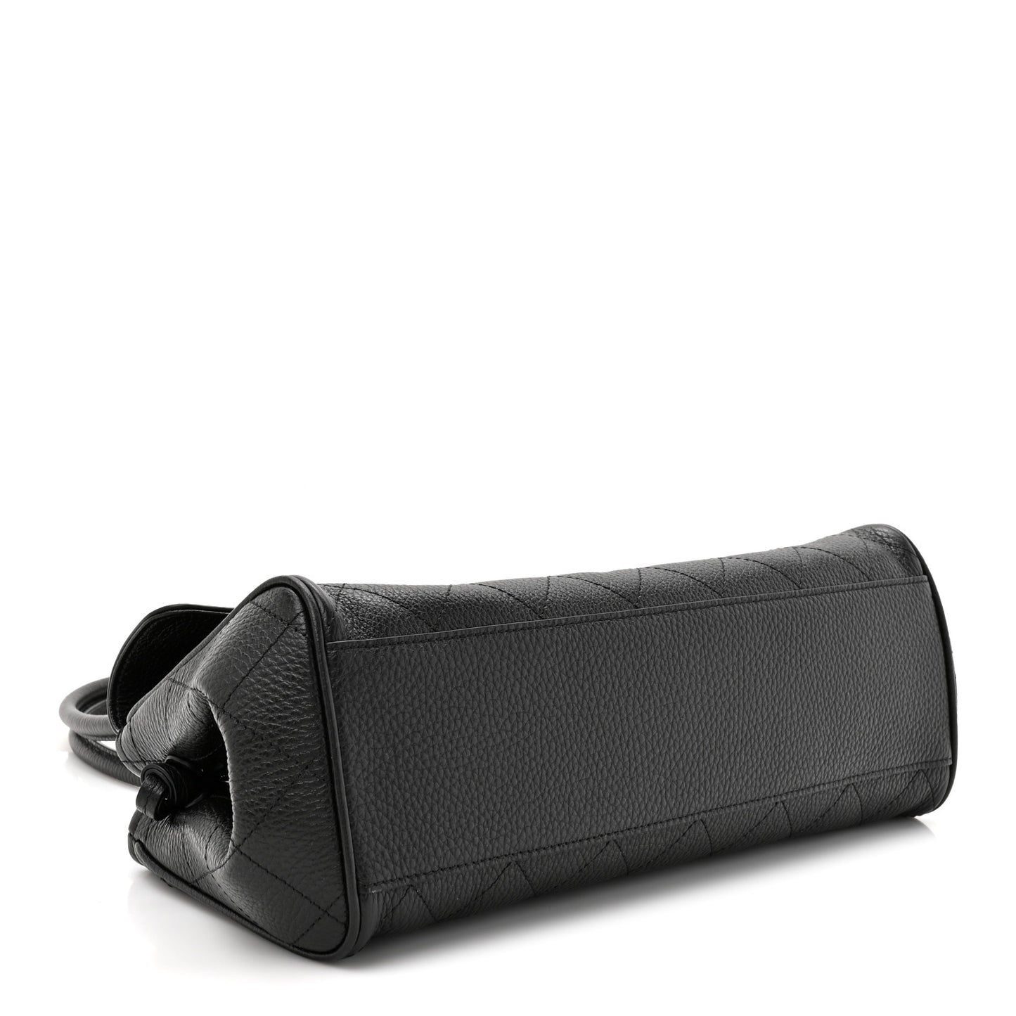 Grained Calfskin Stitched Urban Essentials Small Shopping Bag Black