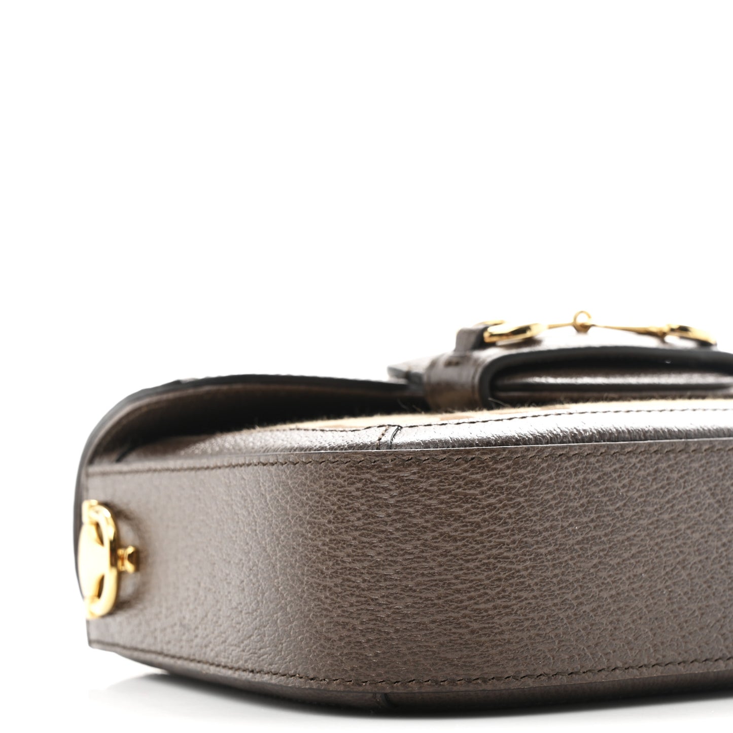 Monogram Jumbo GG Textured Dollar Calfskin Web Mini Horsebit 1955 Shoulder Bag Camel Ebony New Acero