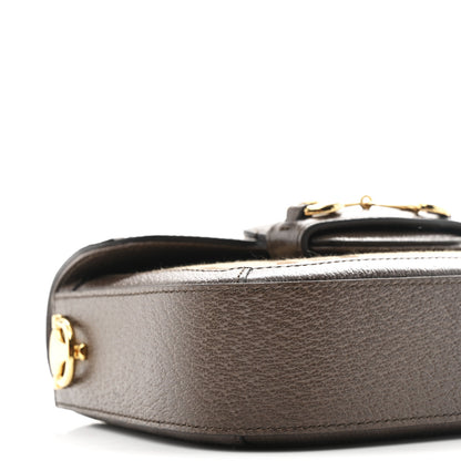 Gucci Monogram Jumbo GG Textured Dollar Calfskin Web Mini Horsebit 1955 Shoulder Bag Camel Ebony New Acero 8 of 9