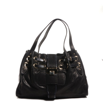 Jimmy Choo Snake Embossed Leather Ramona Black 1 of 9