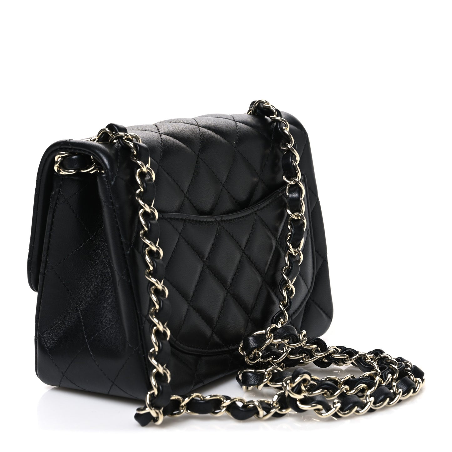 Lambskin Quilted Mini Square Flap Black