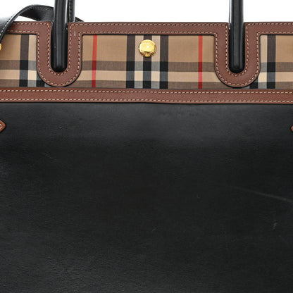 Burberry Calfskin Vintage Check Medium Two Handle Title Bag Black 7 of 17