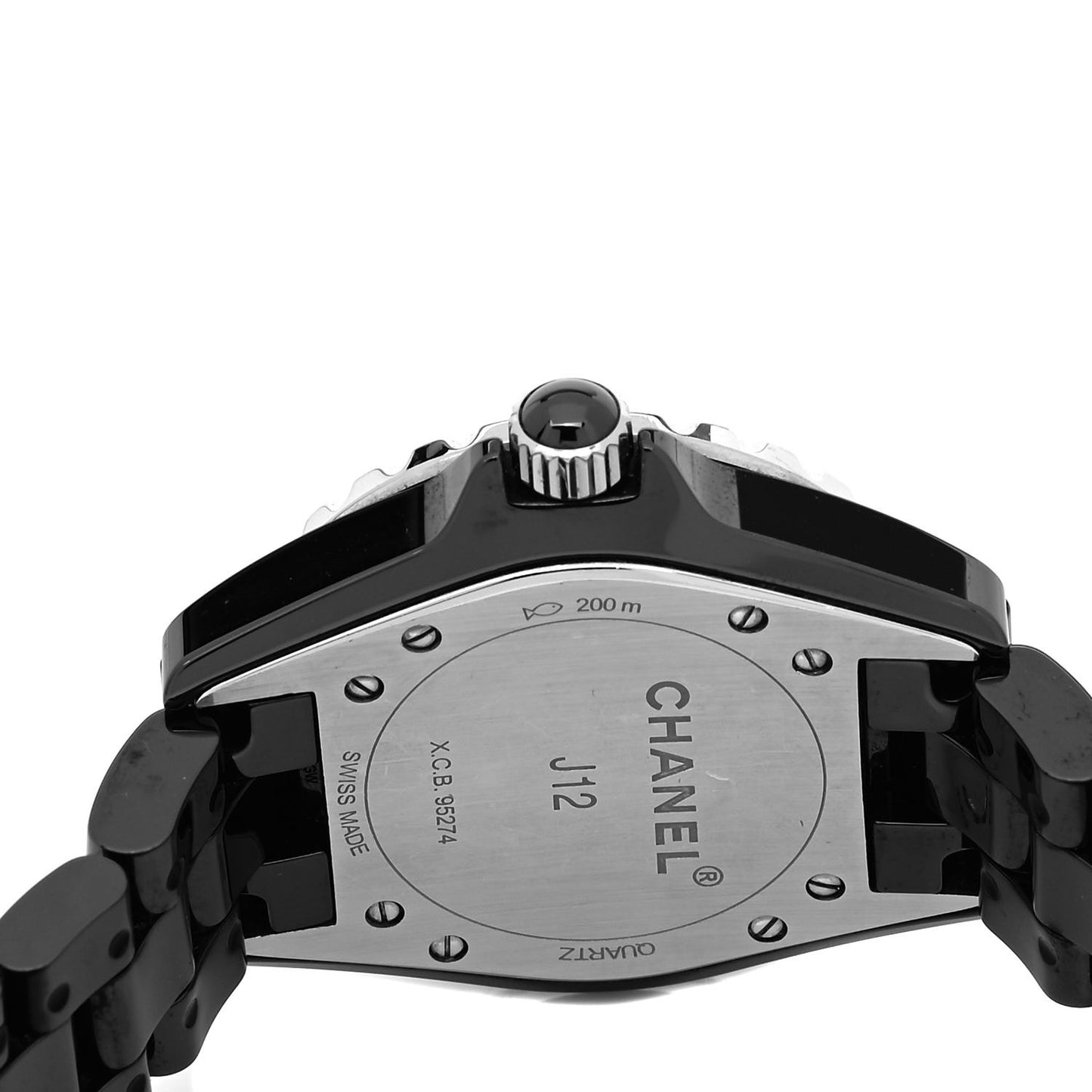 Stainless Steel Ceramic Diamond 33mm J12 Quartz Watch Black