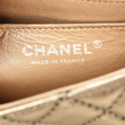Chanel Metallic Lambskin Quilted Side Stitch Mini Rectangular Flap Gold 6 of 7