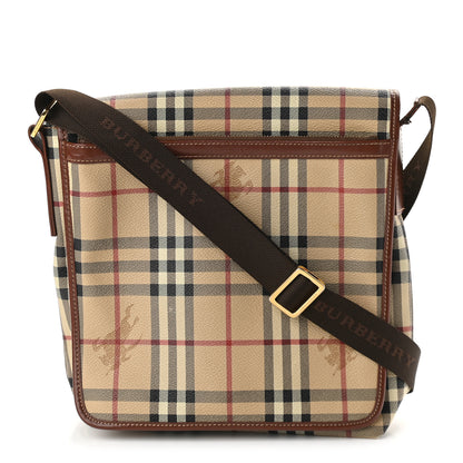 Burberry Haymarket Check Crossbody Messenger Bag Tan 1 of 8