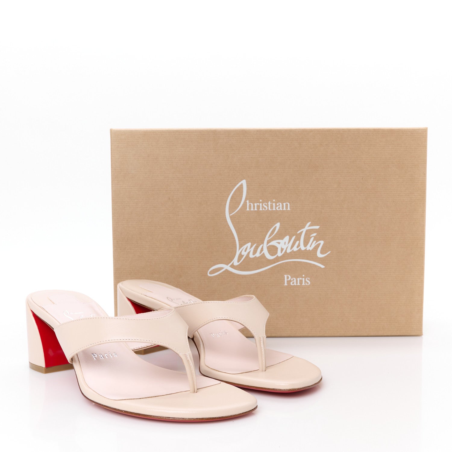 Christian Louboutin Calfskin Janetonga 55 Thong Sandals 42 Dark Carmine 38.5 Leche 9 of 9