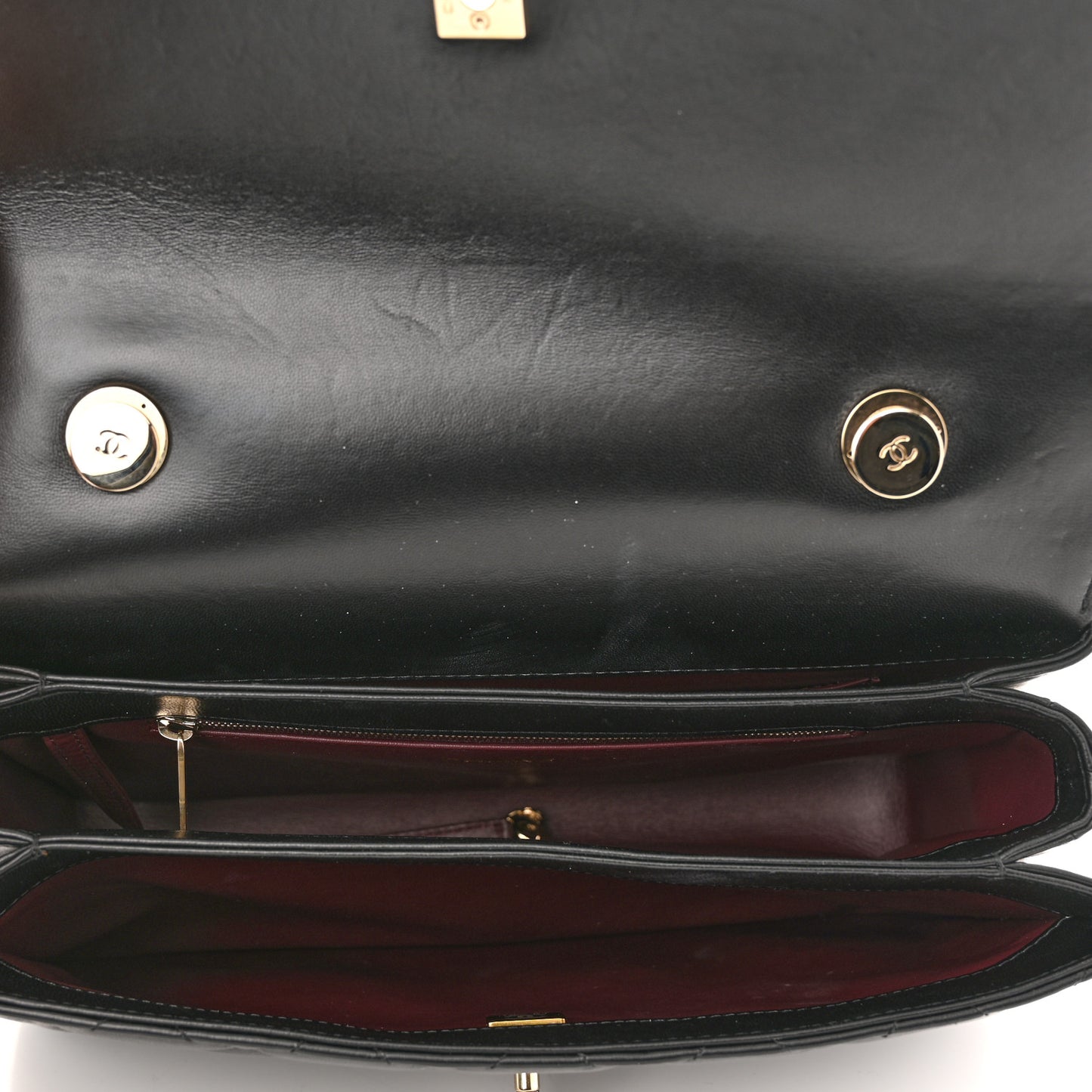 Lambskin Quilted Medium Trendy CC Flap Dual Handle Bag Black