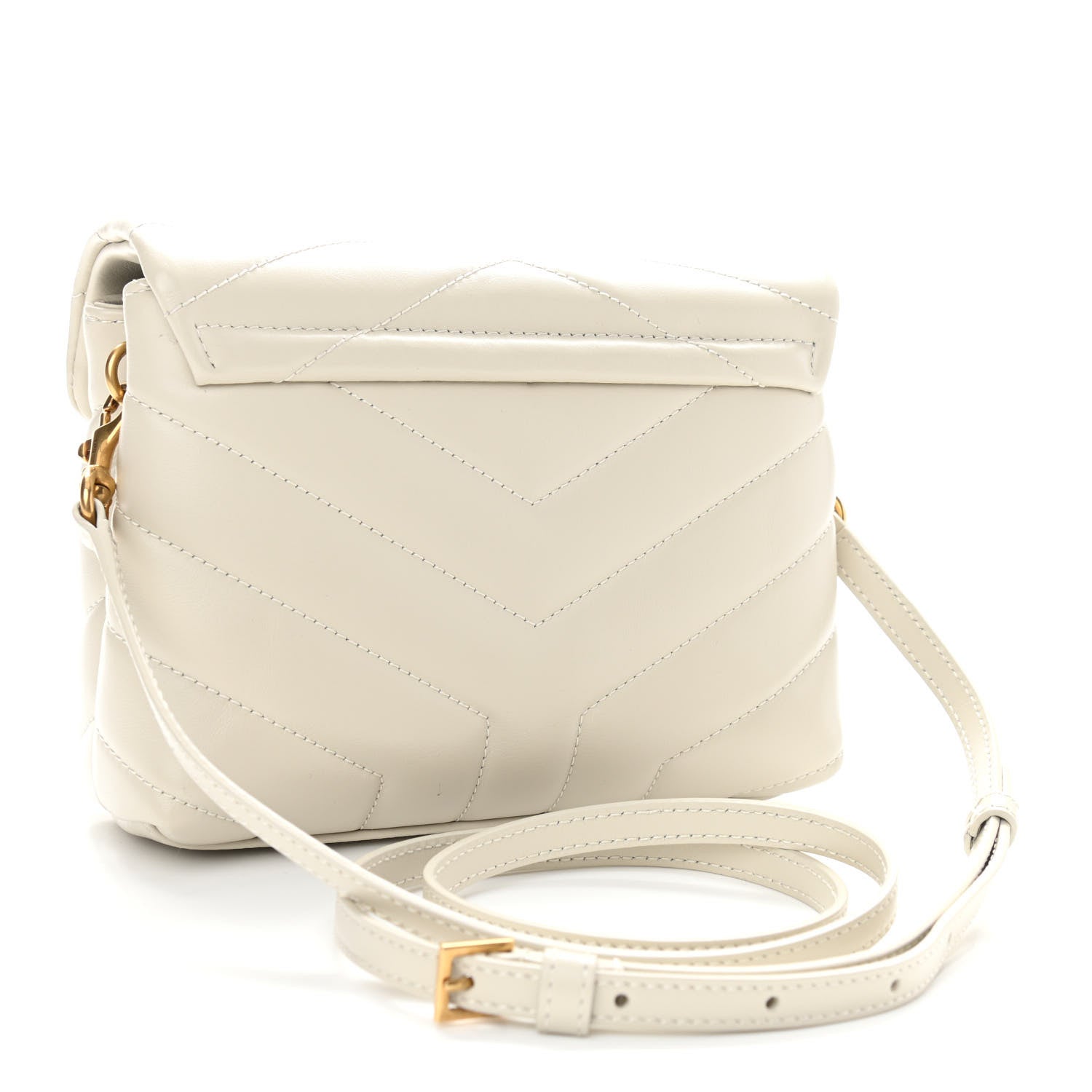 Saint Laurent Calfskin Y Quilted Monogram Toy Loulou Crossbody Bag Ivory 3 of 11