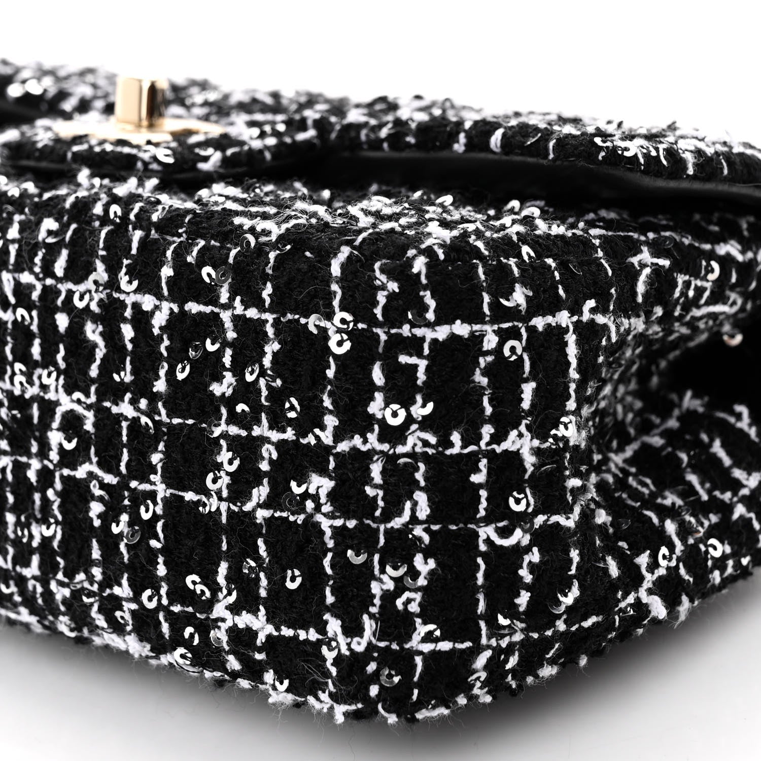 Chanel Tweed Quilted Mini Top Handle Rectangular Flap Black White 10 of 11