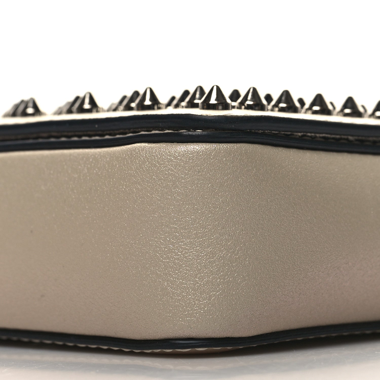Christian Louboutin Metallic Calfskin Spikes Zoompouch Nude 9 of 9