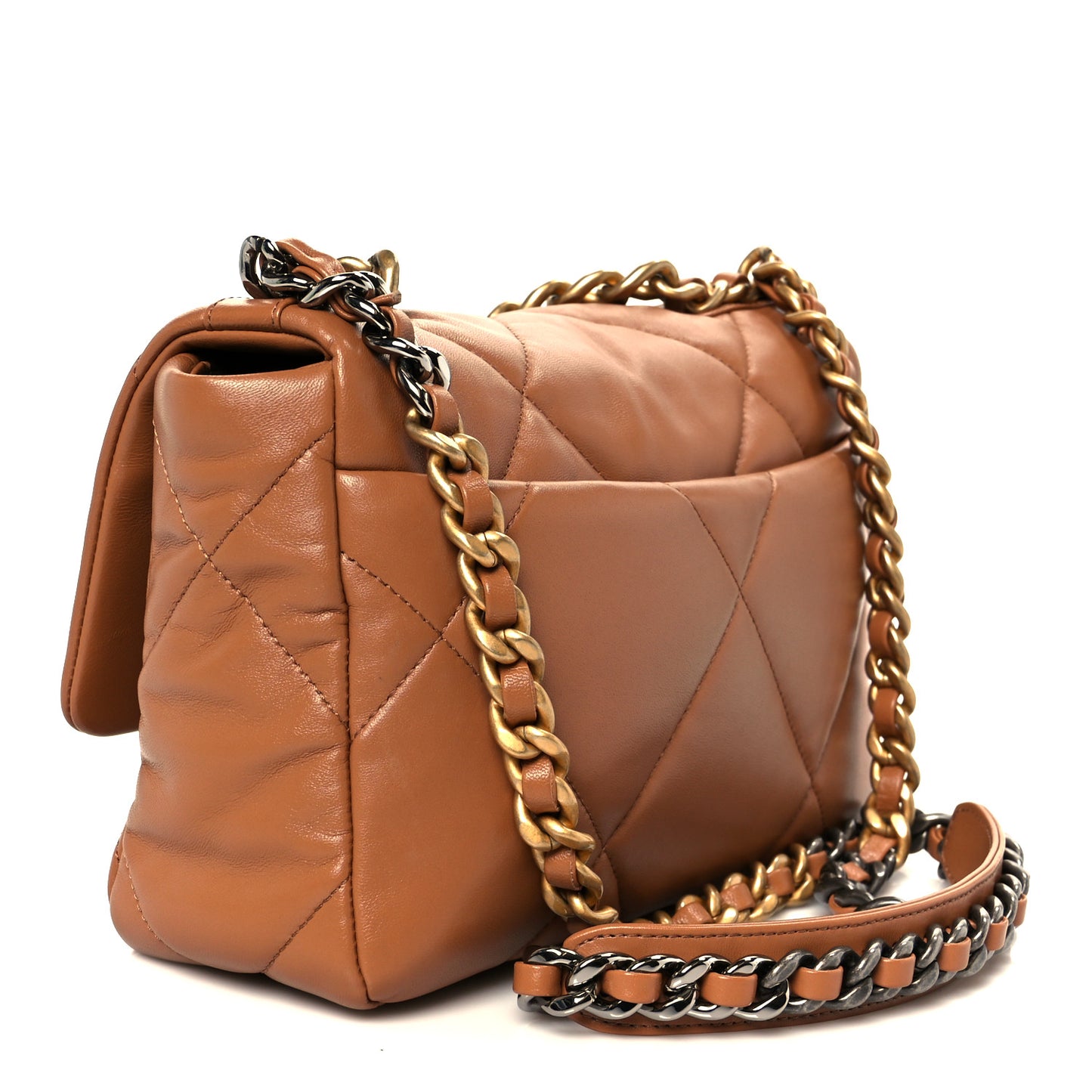 Lambskin Quilted Medium Chanel 19 Flap Brown