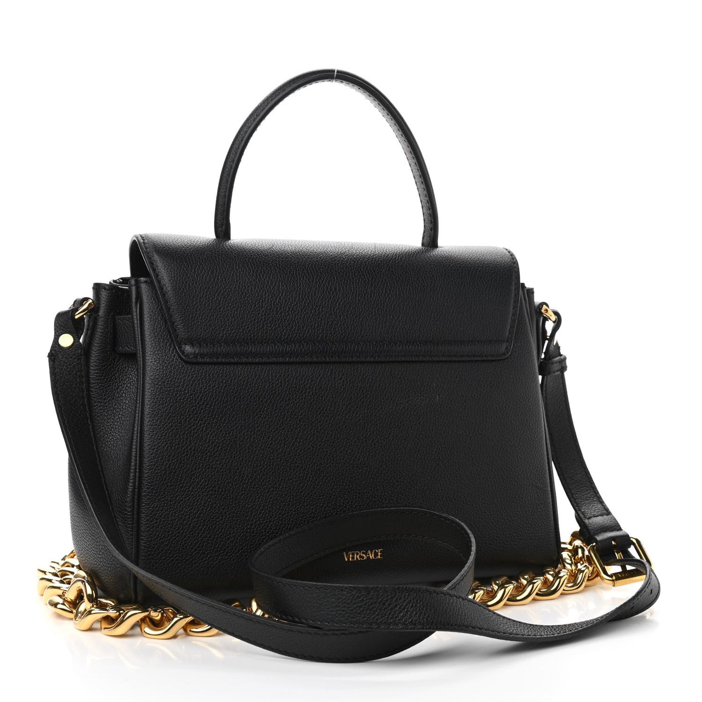 Calfskin Medium La Medusa Top Handle Handbag Black
