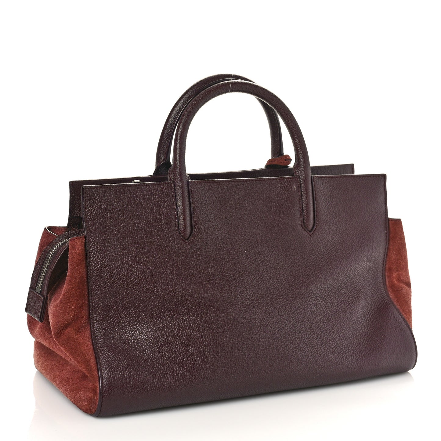 Grained Calfskin Suede Small Cabas Rive Gauche Amaranto