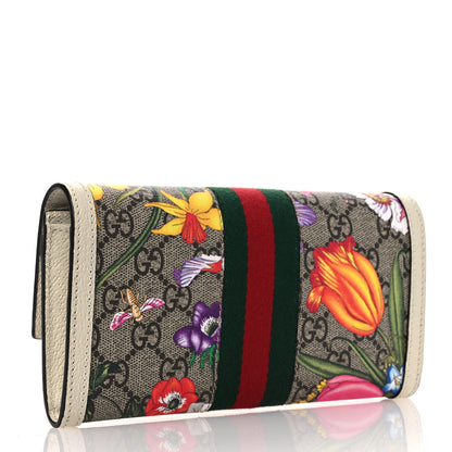 Gucci GG Supreme Monogram Flora Web Ophidia Continental Wallet White 3 of 8