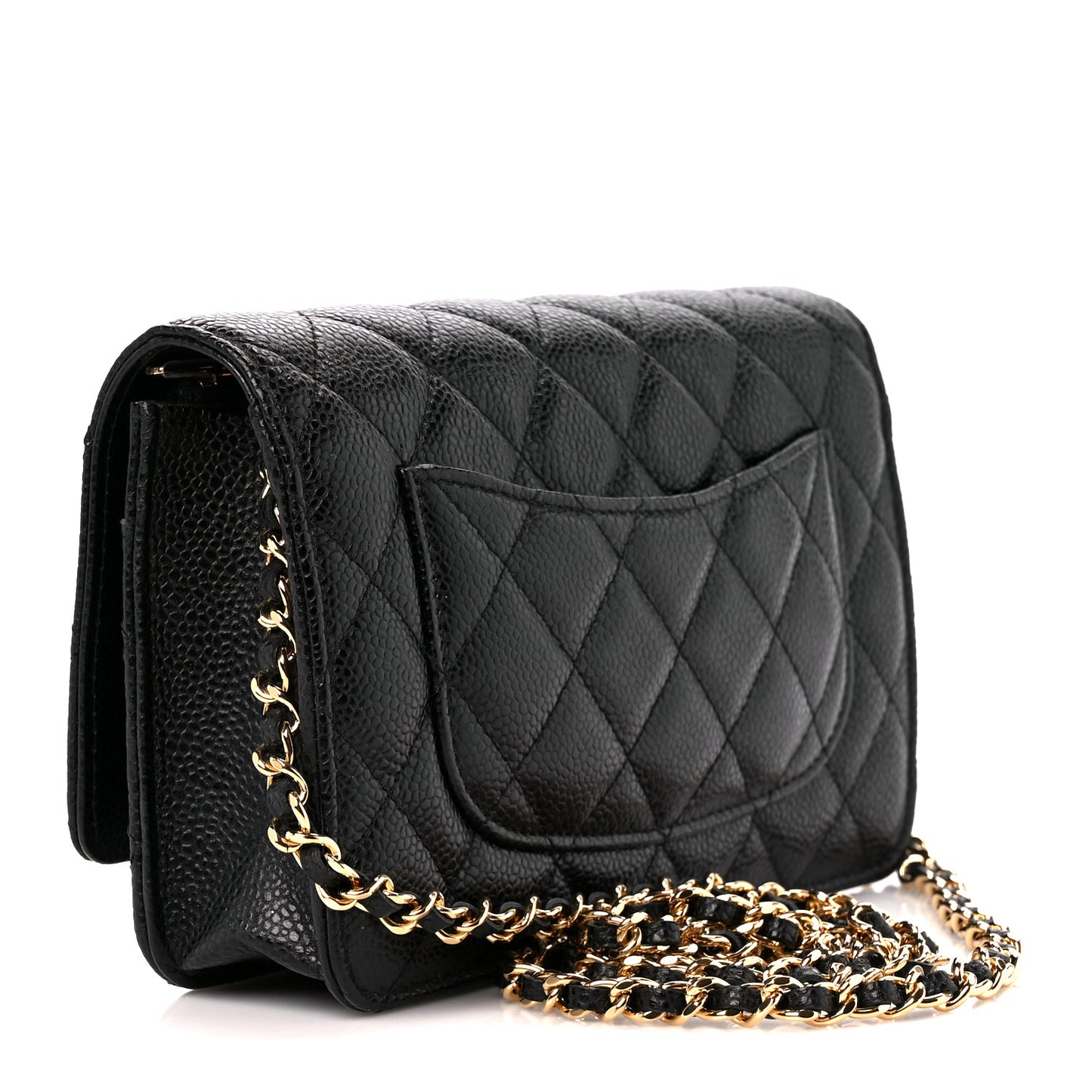 Caviar Quilted Wallet on Chain WOC Black