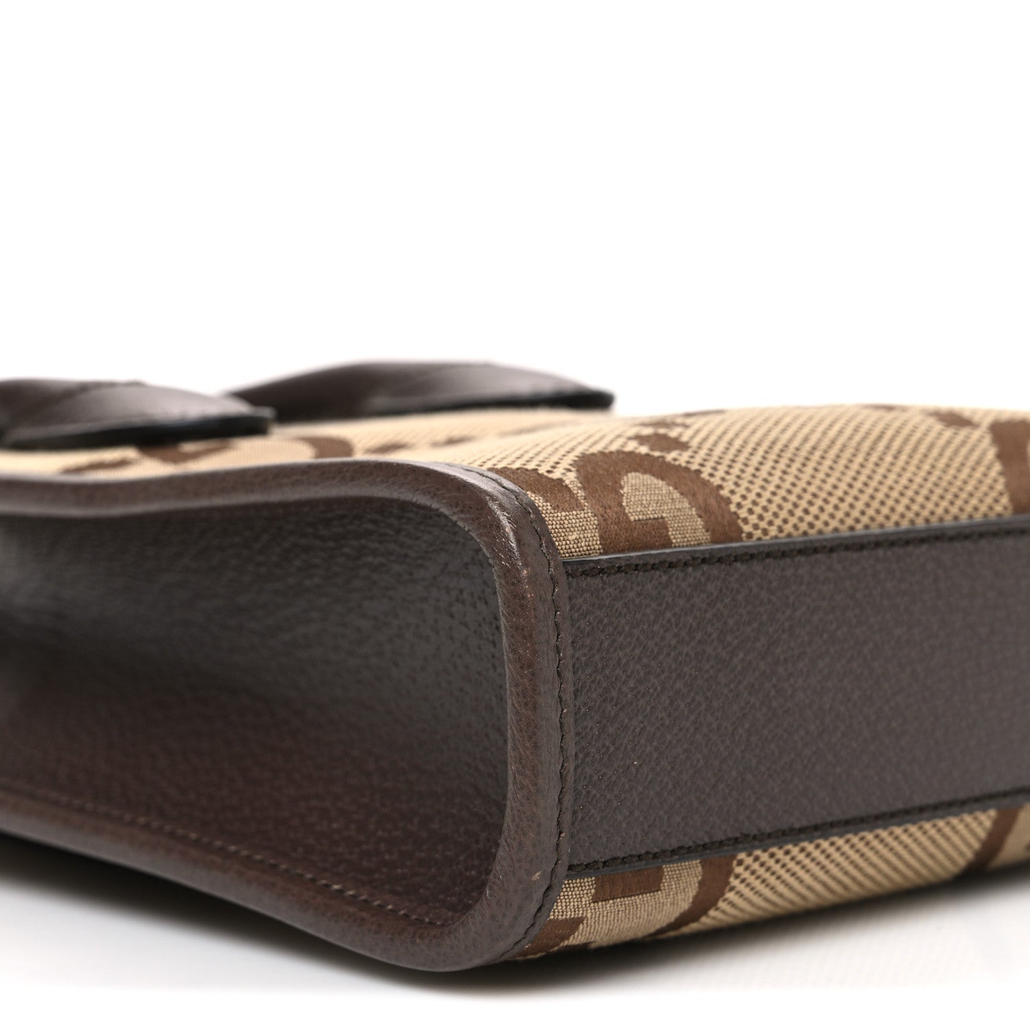 Gucci Monogram Jumbo GG Textured Dollar Calfskin Web Mini Vertical