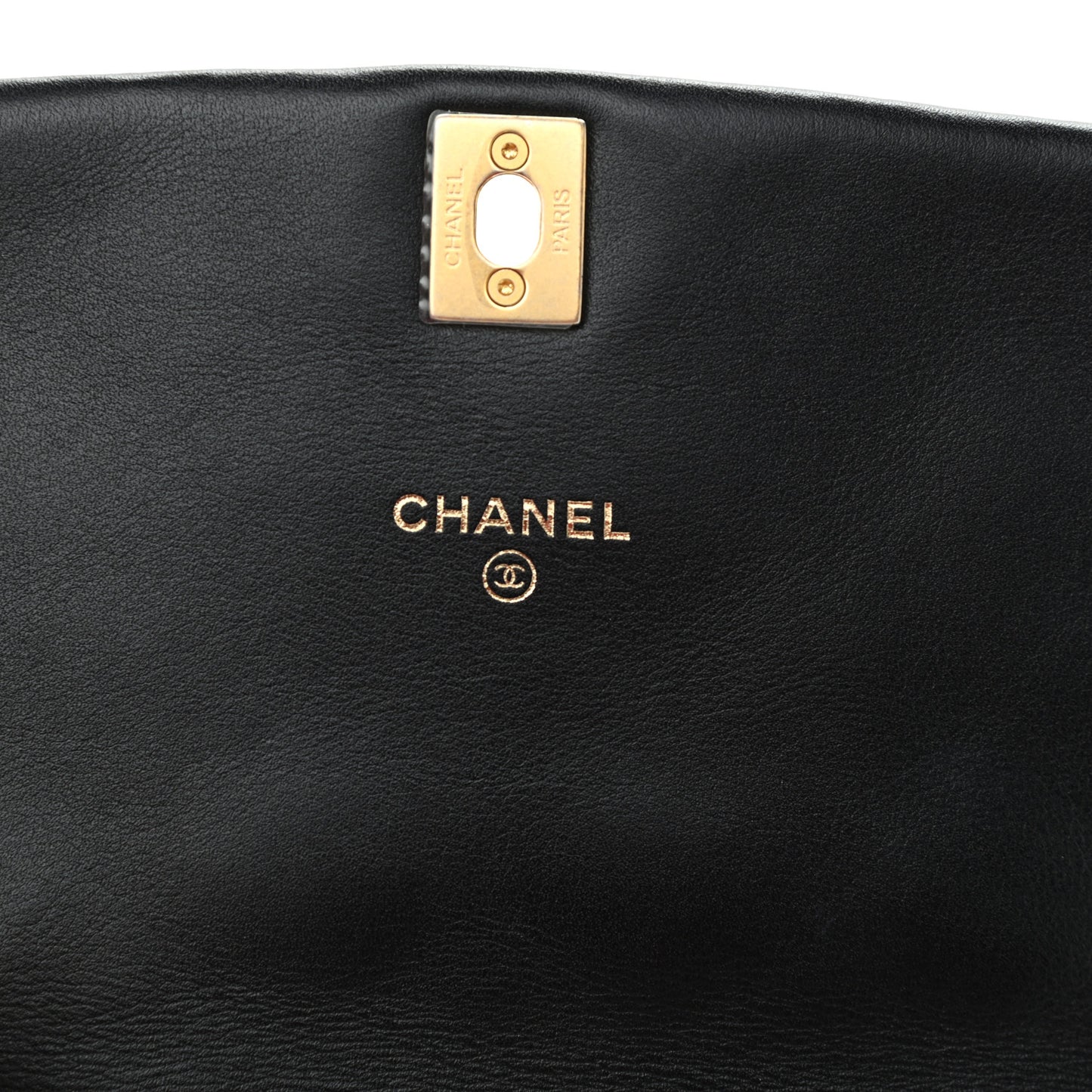 Calfskin Quilted Coco Mail Clutch With Chain Black