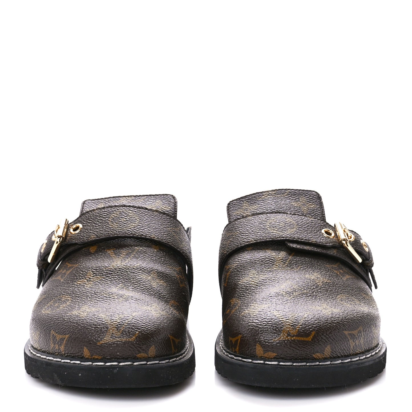 Patent Monogram Womens Cosy Flat Comfort Clog Mules 39 Brown