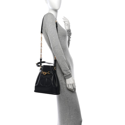 Christian Dior Calfskin CD Embossed Medium C'est Chain Bucket Bag Black 2 of 9