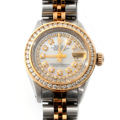 Rolex Stainless Steel 18K Yellow Gold Diamond Mother of Pearl Oyster Perpetual Datejust Watch 6917 8 of 8