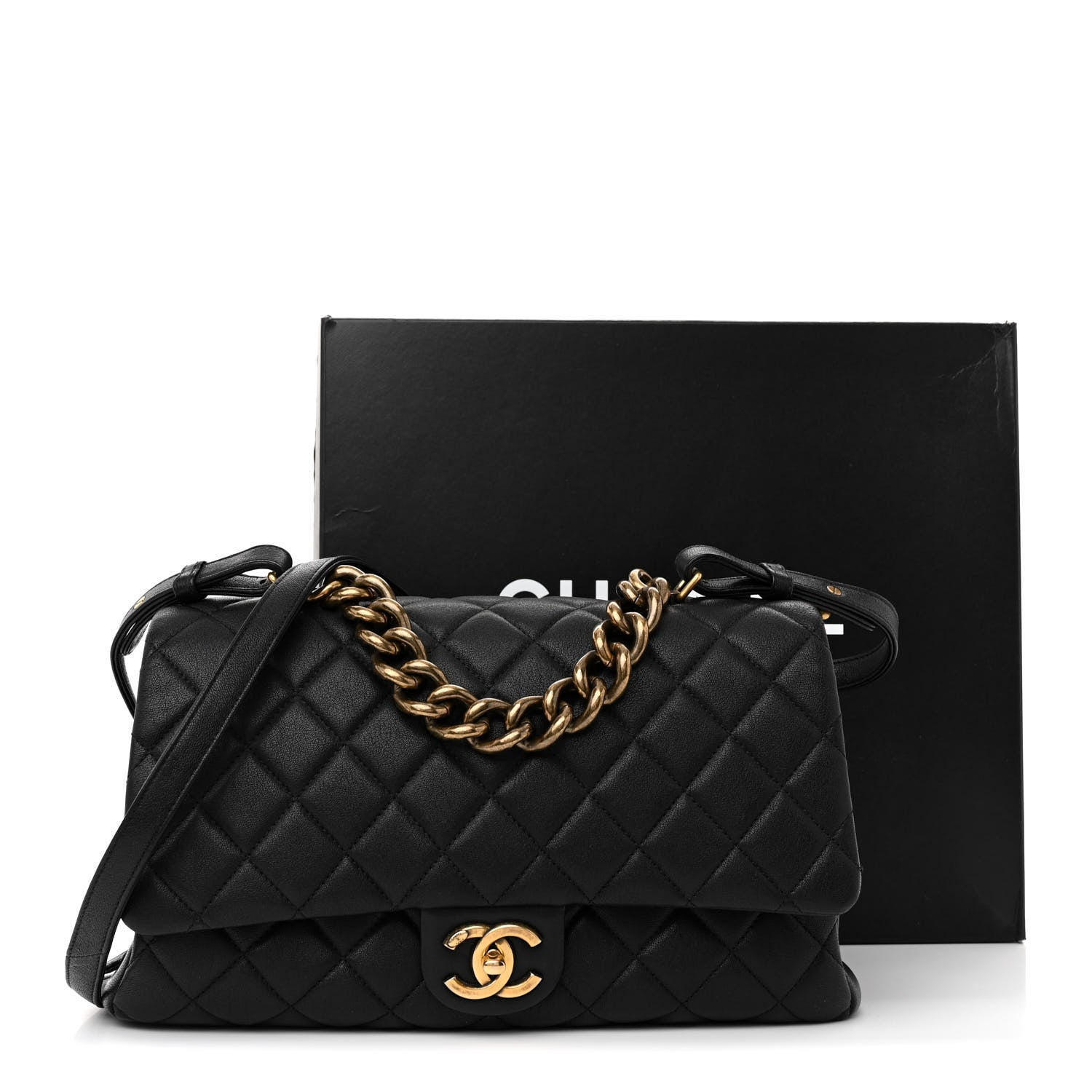 Chanel Shiny Sheepskin Quilted Large Trapezio Flap Black 13 of 13