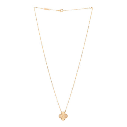 Van Cleef & Arpels 18K Yellow Gold Guilloche Vintage Alhambra Pendant Necklace 3 of 6