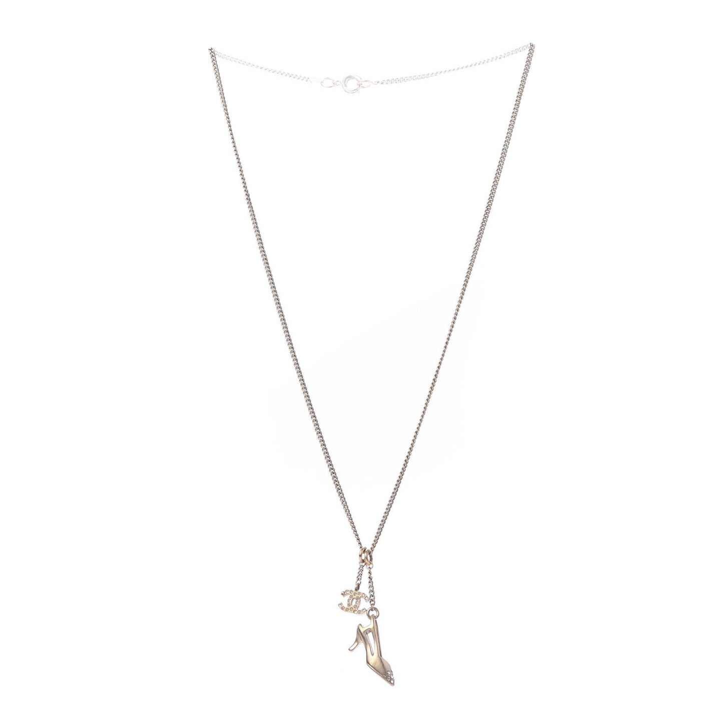 Crystal CC Heel Motif Necklace Gold
