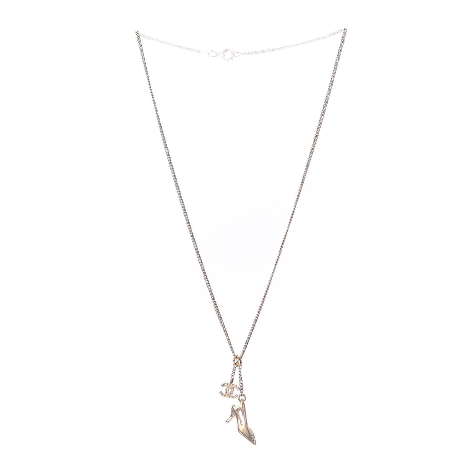 Chanel Crystal CC Heel Motif Necklace Gold 3 of 6