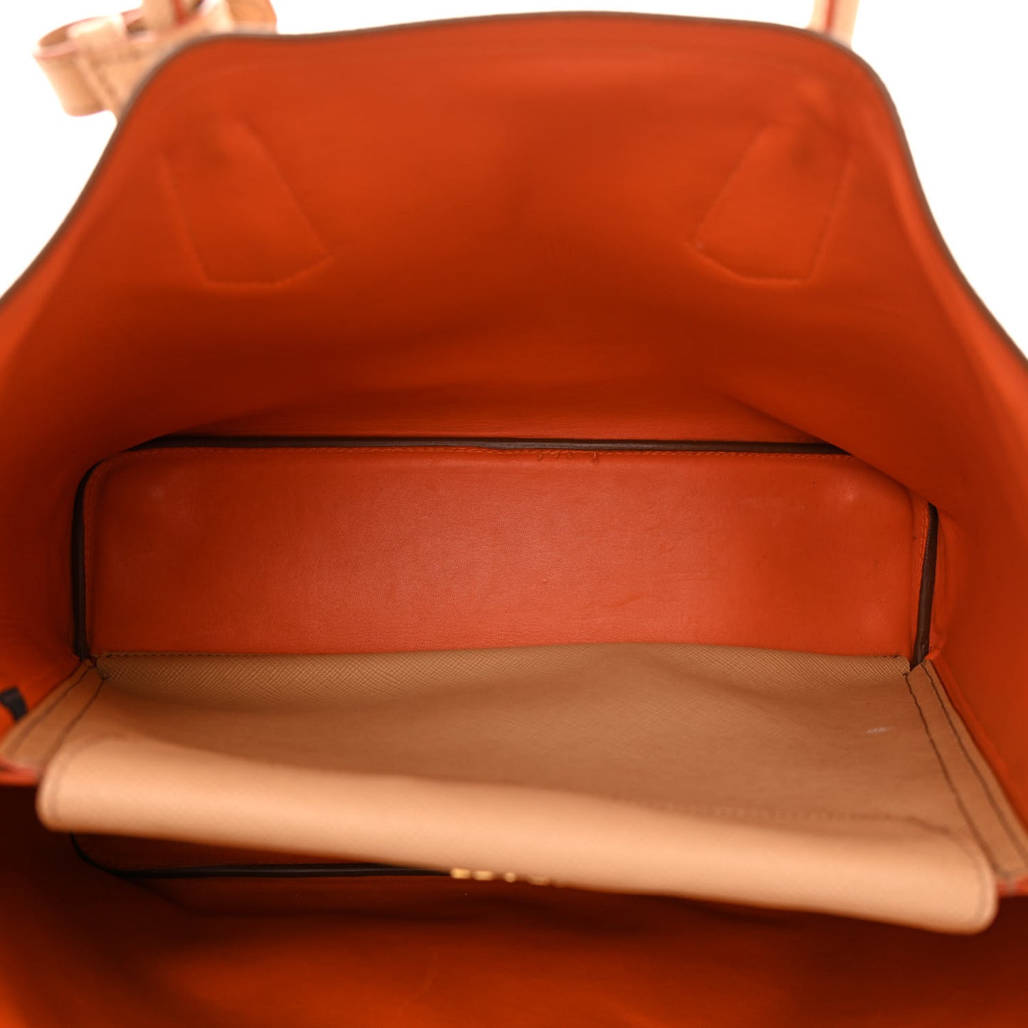 Saffiano Cuir Medium Double Bag Noisette Papaya