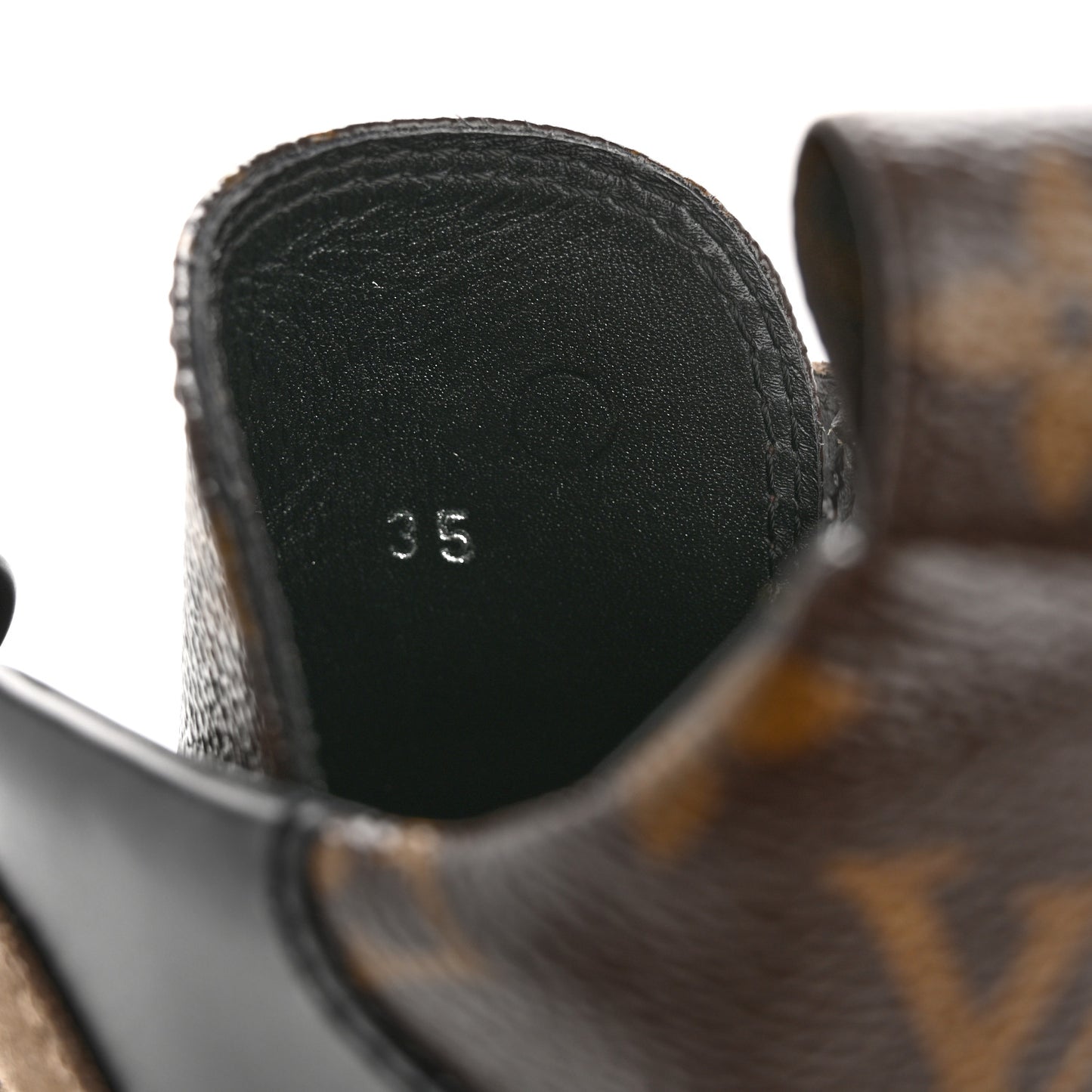 Suede Calfskin Monogram Laureate Platform Desert Boots 35 Taupe