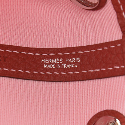 Hermes Toile Militaire Vache Country Garden Party Tote 30 Rose Sakura Rouge Duchesse 6 of 10